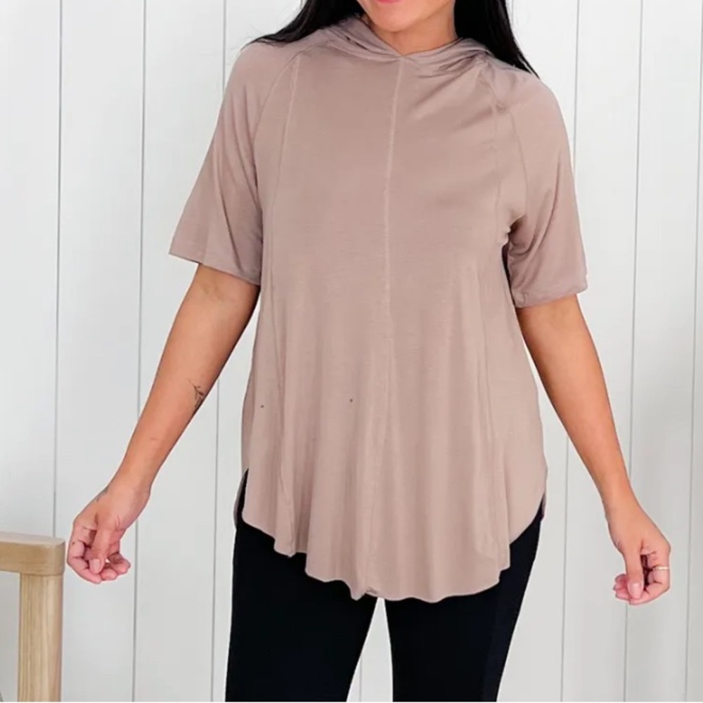 Mono B Tencel Flow Short Sleeve Hoodie Top